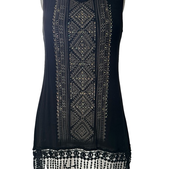 Vocal Tops - Vocal Chic Black Beaded Sleeveless Top